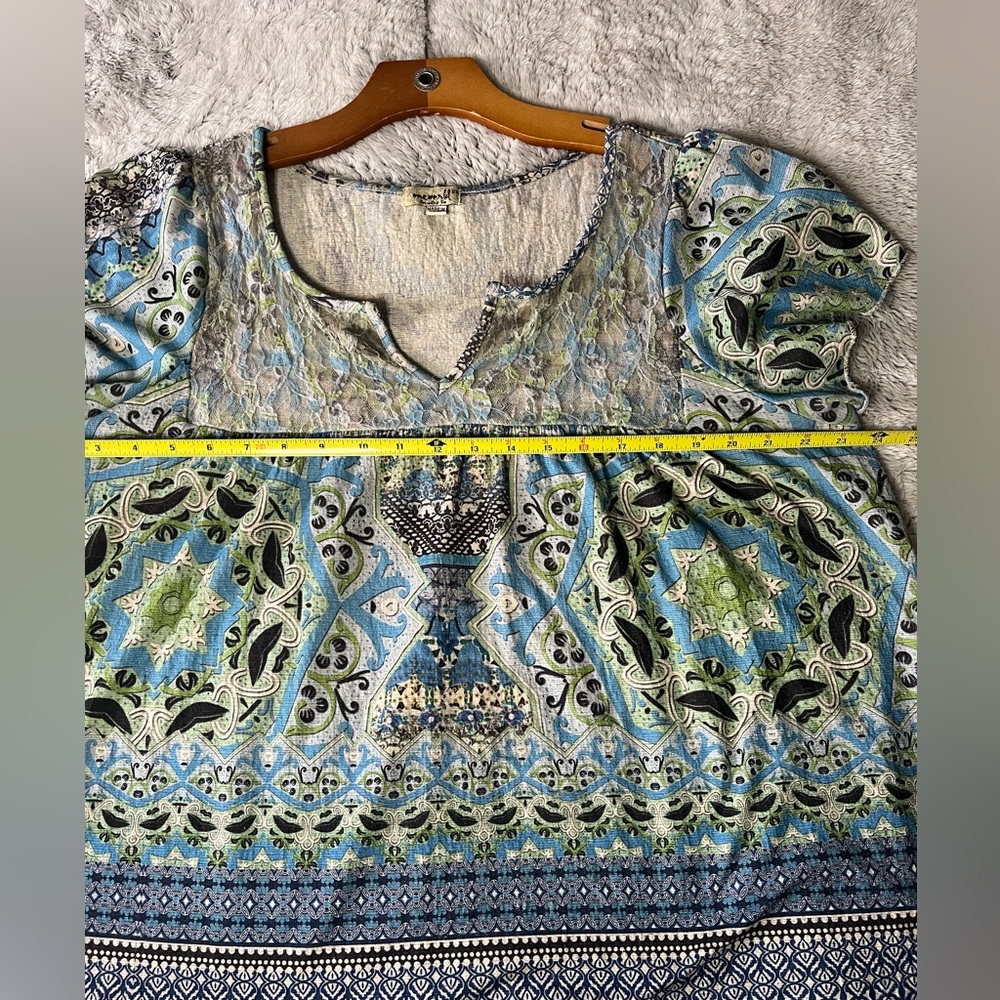 One World Boho V Neck Pattern With‎ Lace top Neckline 2x - Picture 5 of 8